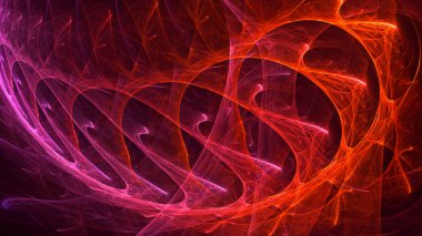 Soyut kırmızı fraktal ışık arkaplanı 3 boyutlu oluşturuluyor