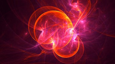 Soyut kırmızı fraktal ışık arkaplanı 3 boyutlu oluşturuluyor