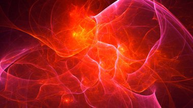 Soyut kırmızı fraktal ışık arkaplanı 3 boyutlu oluşturuluyor