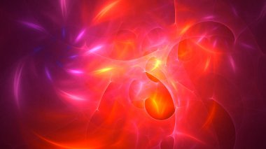 Soyut kırmızı fraktal ışık arkaplanı 3 boyutlu oluşturuluyor