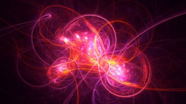 Soyut kırmızı fraktal ışık arkaplanı 3 boyutlu oluşturuluyor