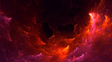 Soyut kırmızı fraktal ışık arkaplanı 3 boyutlu oluşturuluyor