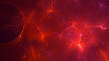Soyut kırmızı fraktal ışık arkaplanı 3 boyutlu oluşturuluyor
