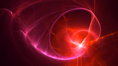 Soyut kırmızı fraktal ışık arkaplanı 3 boyutlu oluşturuluyor