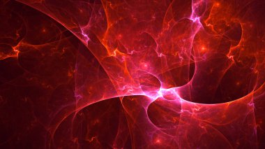 Soyut kırmızı fraktal ışık arkaplanı 3 boyutlu oluşturuluyor