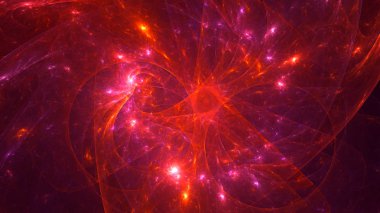 Soyut kırmızı fraktal ışık arkaplanı 3 boyutlu oluşturuluyor
