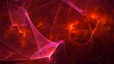 Soyut kırmızı fraktal ışık arkaplanı 3 boyutlu oluşturuluyor