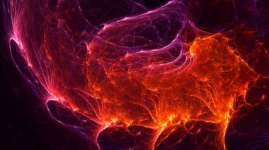 Soyut kırmızı fraktal ışık arkaplanı 3 boyutlu oluşturuluyor