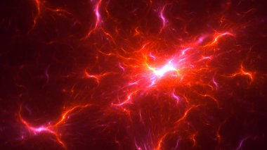 Soyut kırmızı fraktal ışık arkaplanı 3 boyutlu oluşturuluyor