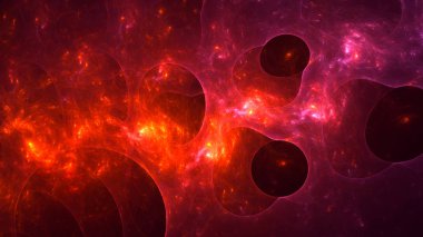 Soyut kırmızı fraktal ışık arkaplanı 3 boyutlu oluşturuluyor