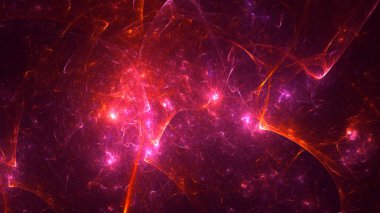 Soyut kırmızı fraktal ışık arkaplanı 3 boyutlu oluşturuluyor