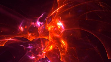 Soyut kırmızı fraktal ışık arkaplanı 3 boyutlu oluşturuluyor
