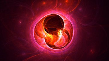 Soyut kırmızı fraktal ışık arkaplanı 3 boyutlu oluşturuluyor