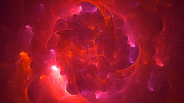 Soyut kırmızı fraktal ışık arkaplanı 3 boyutlu oluşturuluyor