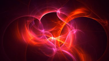 Soyut kırmızı fraktal ışık arkaplanı 3 boyutlu oluşturuluyor