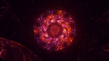 Soyut kırmızı fraktal ışık arkaplanı 3 boyutlu oluşturuluyor