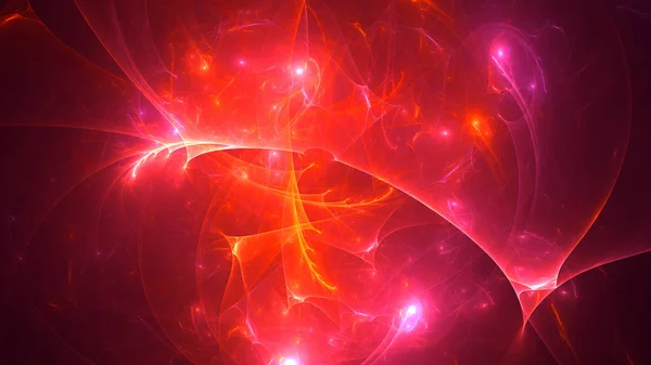 抽象的な赤のフラクタルライトの背景を3Dレンダリング — ストック写真