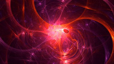 Soyut kırmızı fraktal ışık arkaplanı 3 boyutlu oluşturuluyor