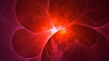 Soyut kırmızı fraktal ışık arkaplanı 3 boyutlu oluşturuluyor