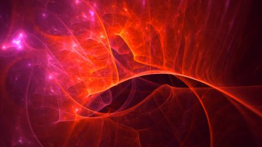 Soyut kırmızı fraktal ışık arkaplanı 3 boyutlu oluşturuluyor
