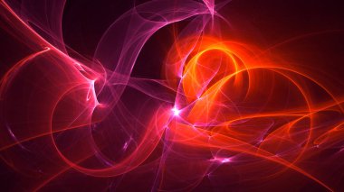 Soyut kırmızı fraktal ışık arkaplanı 3 boyutlu oluşturuluyor