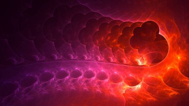 Soyut kırmızı fraktal ışık arkaplanı 3 boyutlu oluşturuluyor