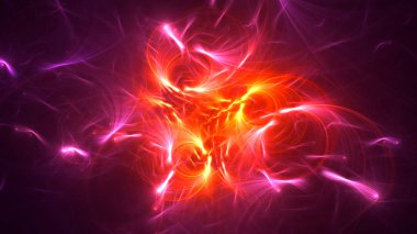 Soyut kırmızı fraktal ışık arkaplanı 3 boyutlu oluşturuluyor