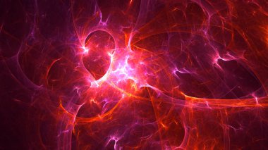 Soyut kırmızı fraktal ışık arkaplanı 3 boyutlu oluşturuluyor