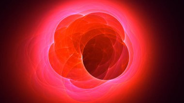 Soyut kırmızı fraktal ışık arkaplanı 3 boyutlu oluşturuluyor