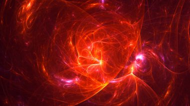 Soyut kırmızı fraktal ışık arkaplanı 3 boyutlu oluşturuluyor