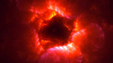 Soyut kırmızı fraktal ışık arkaplanı 3 boyutlu oluşturuluyor