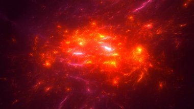 Soyut kırmızı fraktal ışık arkaplanı 3 boyutlu oluşturuluyor