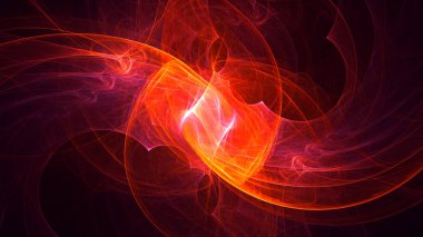Soyut kırmızı fraktal ışık arkaplanı 3 boyutlu oluşturuluyor