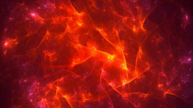 Soyut kırmızı fraktal ışık arkaplanı 3 boyutlu oluşturuluyor