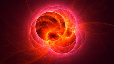 Soyut kırmızı fraktal ışık arkaplanı 3 boyutlu oluşturuluyor