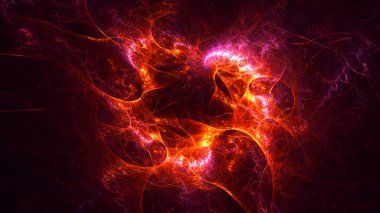 Soyut fraktal ışık arkaplanı 3 boyutlu oluşturuluyor