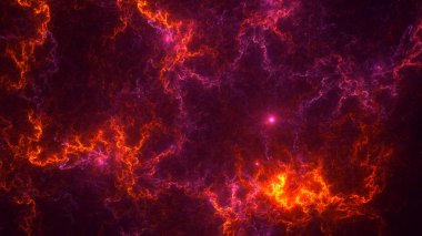 Soyut kırmızı fraktal ışık arkaplanı 3 boyutlu oluşturuluyor