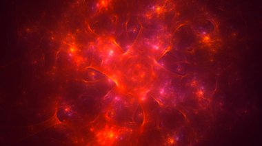 Soyut kırmızı fraktal ışık arkaplanı 3 boyutlu oluşturuluyor