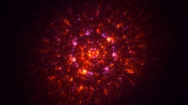 Soyut kırmızı fraktal ışık arkaplanı 3 boyutlu oluşturuluyor