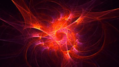 Soyut kırmızı fraktal ışık arkaplanı 3 boyutlu oluşturuluyor