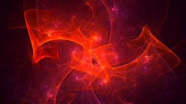Soyut kırmızı fraktal ışık arkaplanı 3 boyutlu oluşturuluyor