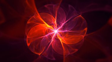 Soyut kırmızı fraktal ışık arkaplanı 3 boyutlu oluşturuluyor
