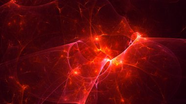 Soyut kırmızı fraktal ışık arkaplanı 3 boyutlu oluşturuluyor