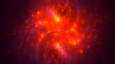 Soyut kırmızı fraktal ışık arkaplanı 3 boyutlu oluşturuluyor