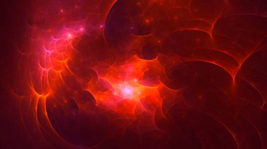 Soyut kırmızı fraktal ışık arkaplanı 3 boyutlu oluşturuluyor