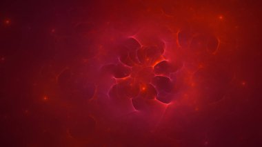 Soyut kırmızı fraktal ışık arkaplanı 3 boyutlu oluşturuluyor