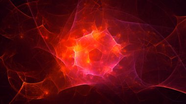 Soyut kırmızı fraktal ışık arkaplanı 3 boyutlu oluşturuluyor