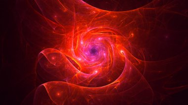 Soyut kırmızı fraktal ışık arkaplanı 3 boyutlu oluşturuluyor