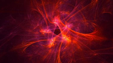 Soyut kırmızı fraktal ışık arkaplanı 3 boyutlu oluşturuluyor