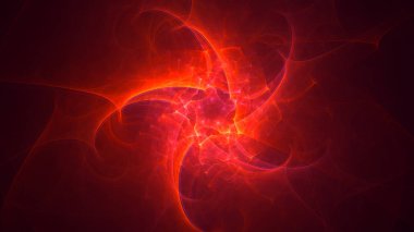 Soyut kırmızı fraktal ışık arkaplanı 3 boyutlu oluşturuluyor